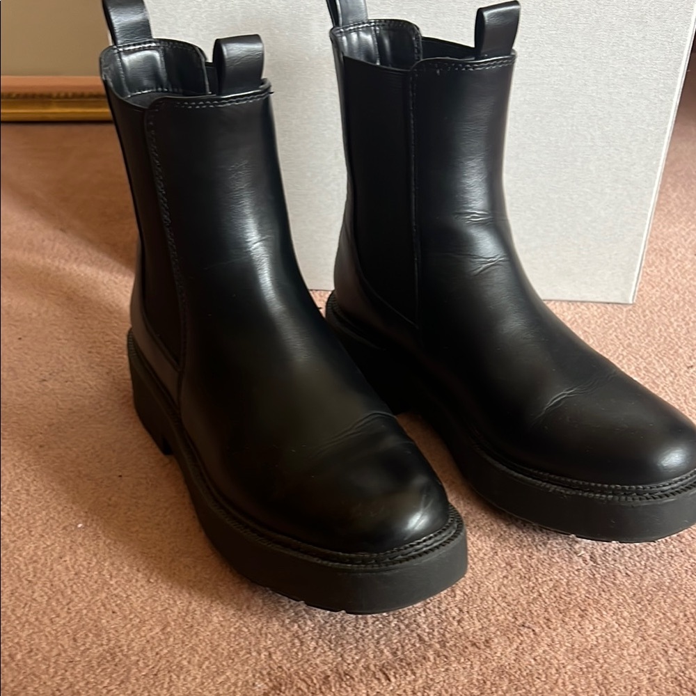 Black Leather Chelsea Boots